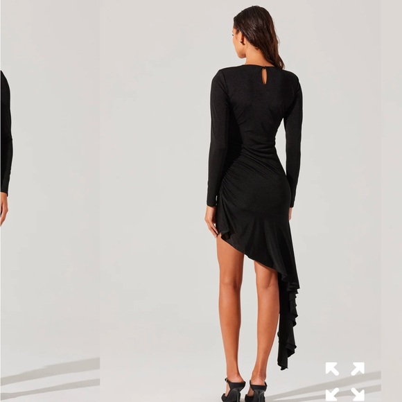 ASTR Black Long Sleeve Asymmetric Hem Dress - Picture 3 of 7
